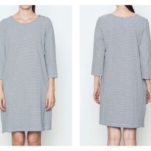 Mo:vint size Large Black & White Striped Shirt Dress